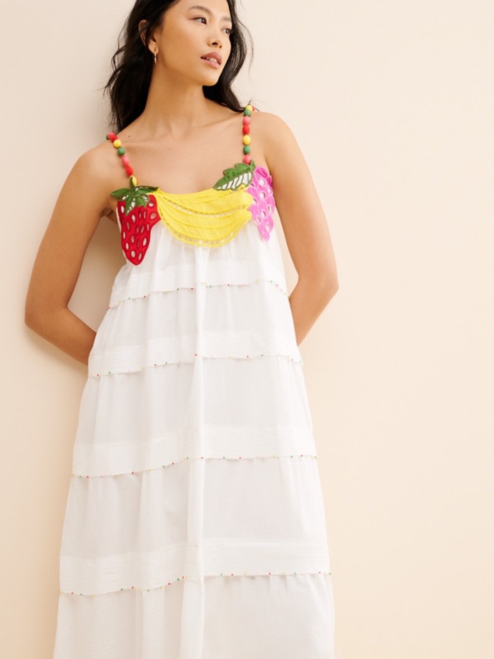 Farm Rio Richilieu Fr🍇🍎🍌s statement dress 100% cotton and fully lined size Small - Picture 3 of 10